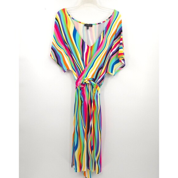 Eloquii striped Wrap Around Dress Womens Plus Size 16 rainbow stretch knit - Picture 4 of 11